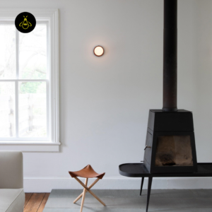 Modern red wall lamp with white opal glass globe for indoor wall lighting