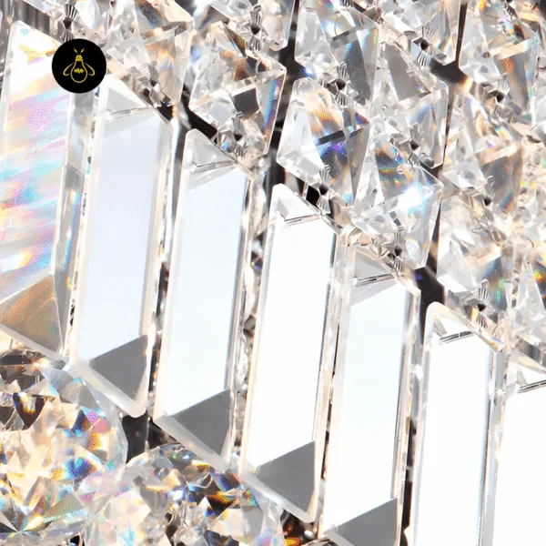 Crystal flush mount chandelier with E14 bulbs for warm ambient lighting