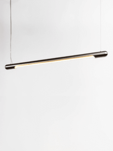 Linear LED chandelier with warm integrated downlight for the living room
