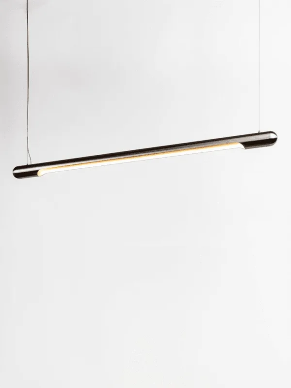 Linear LED chandelier with warm integrated downlight for the living room