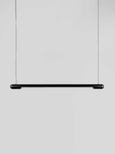Linear LED chandelier in matte black, 120 cm slim bar, for the dining room