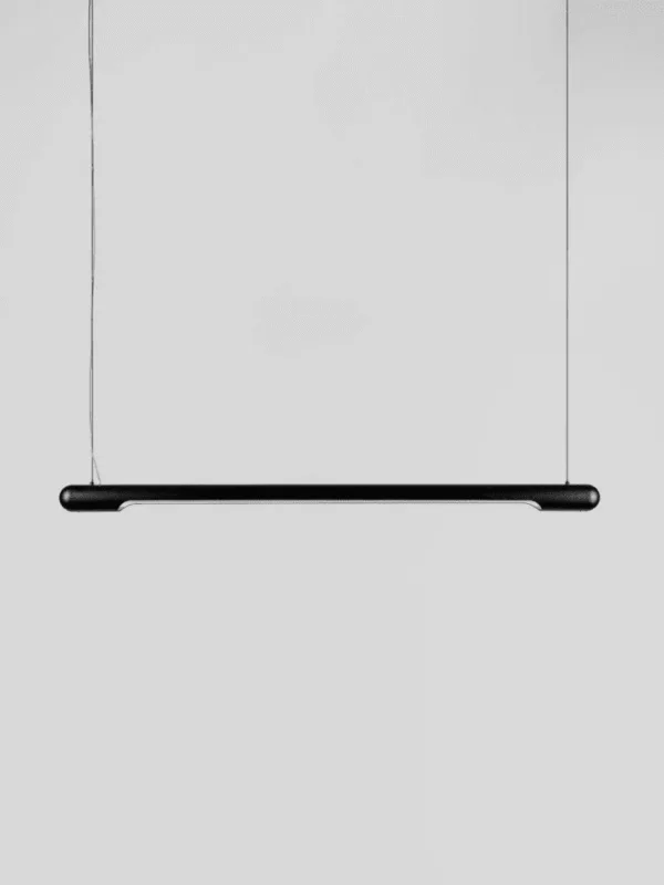 Linear LED chandelier in matte black, 120 cm slim bar, for the dining room