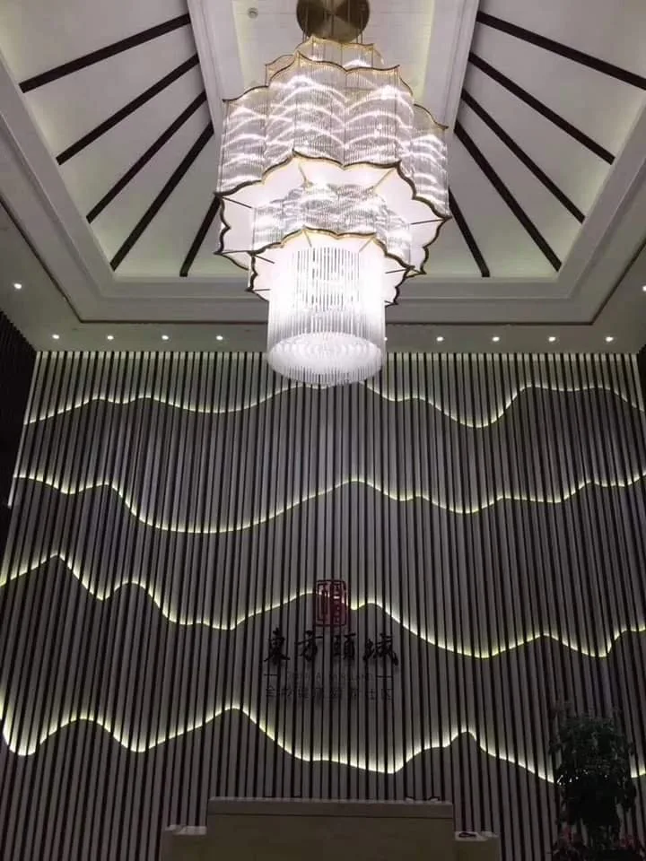 Hotel chandelier Kanyakumari lotus crystal chandelier in the Silver Oak Hotel lobby