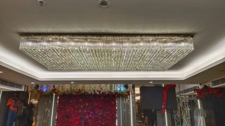 banquet chandelier ghaziabad - rectangular crystal ceiling chandelier at Tunight Restro and Banquet, Raj Nagar