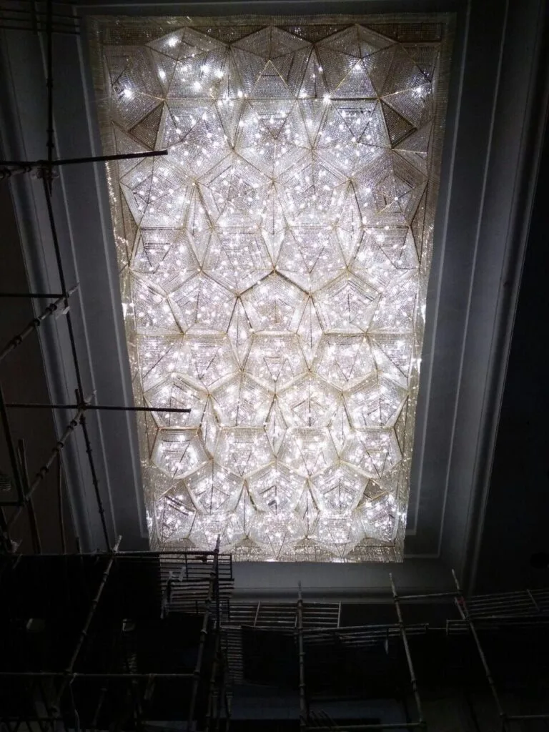 Banquet chandelier Sahibabad geometric crystal ceiling at Zestin Luminary