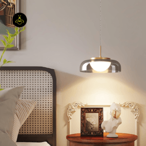 Modern smoky glass pendant light for a living room in India