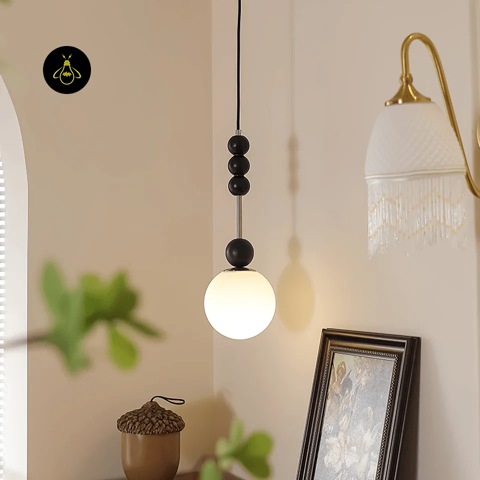 Glass Globe Pendant Light – Bola 15 cm Opal Bedside Pendant, E27 5 E26/E27 glass globe pendant light with opal shade for bedroom and hallway lighting
