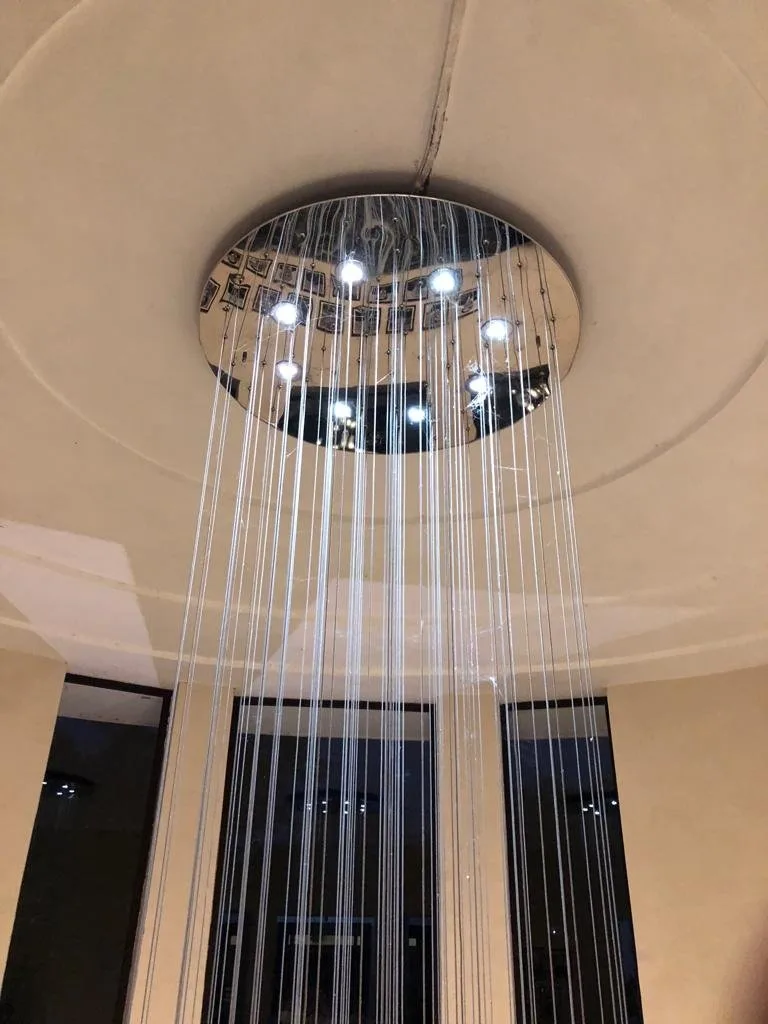 School chandelier Siliguri - 12 foot cascading globe chandelier in the DPS Radiance atrium by JagMag Lights