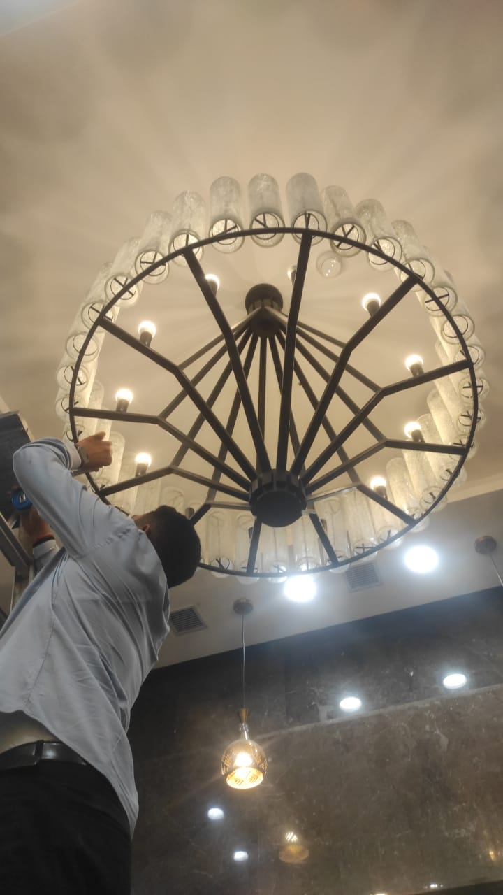 Commercial chandelier detail from the Ace Capitol project