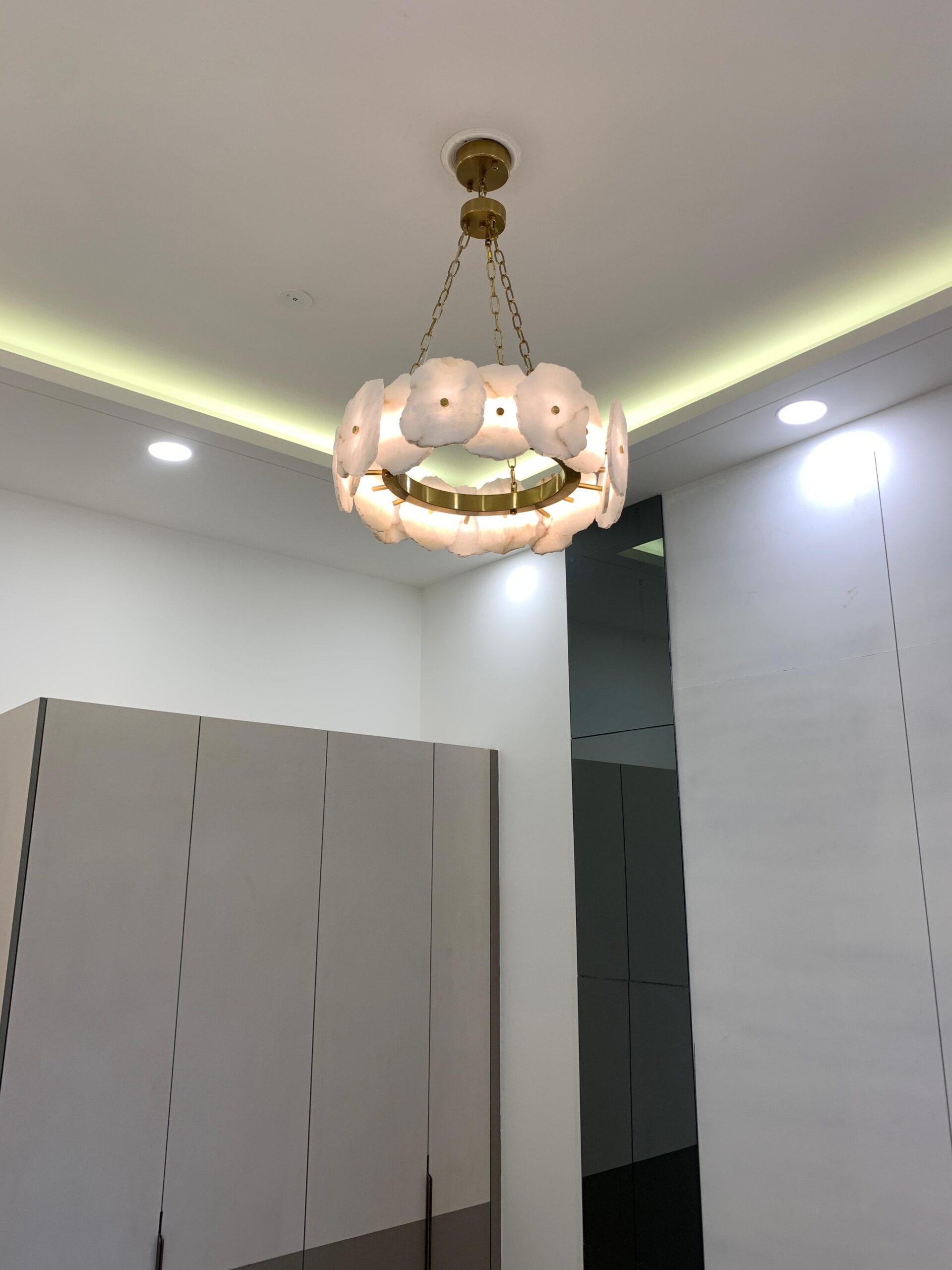 Double Height LED Chandelier: 5 Bold Ideas From SKA Destiny One 8 Double height LED chandelier installation in the SKA Destiny One marketing office