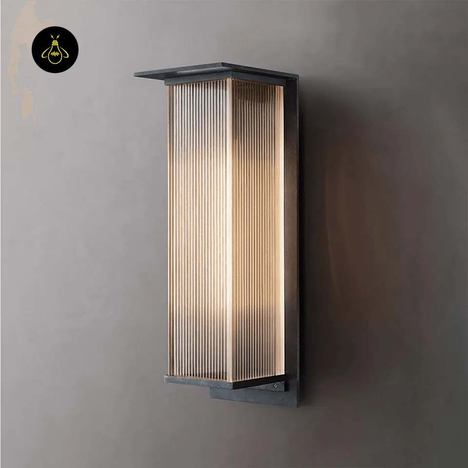Modern Outdoor Wall Light - Premium 51 cm Oleron Sconce 2 Modern outdoor wall light side profile showing slim 19.5 cm projection and black steel frame