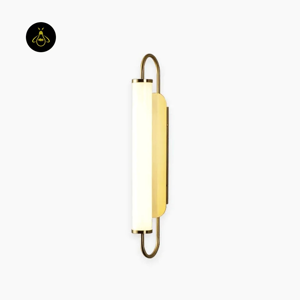 Gold LED Wall Light – 50 cm Acrylic Tube Sconce for Bedside 2 Side view of gold LED wall light showing the slim 50 cm acrylic tube and looped frame