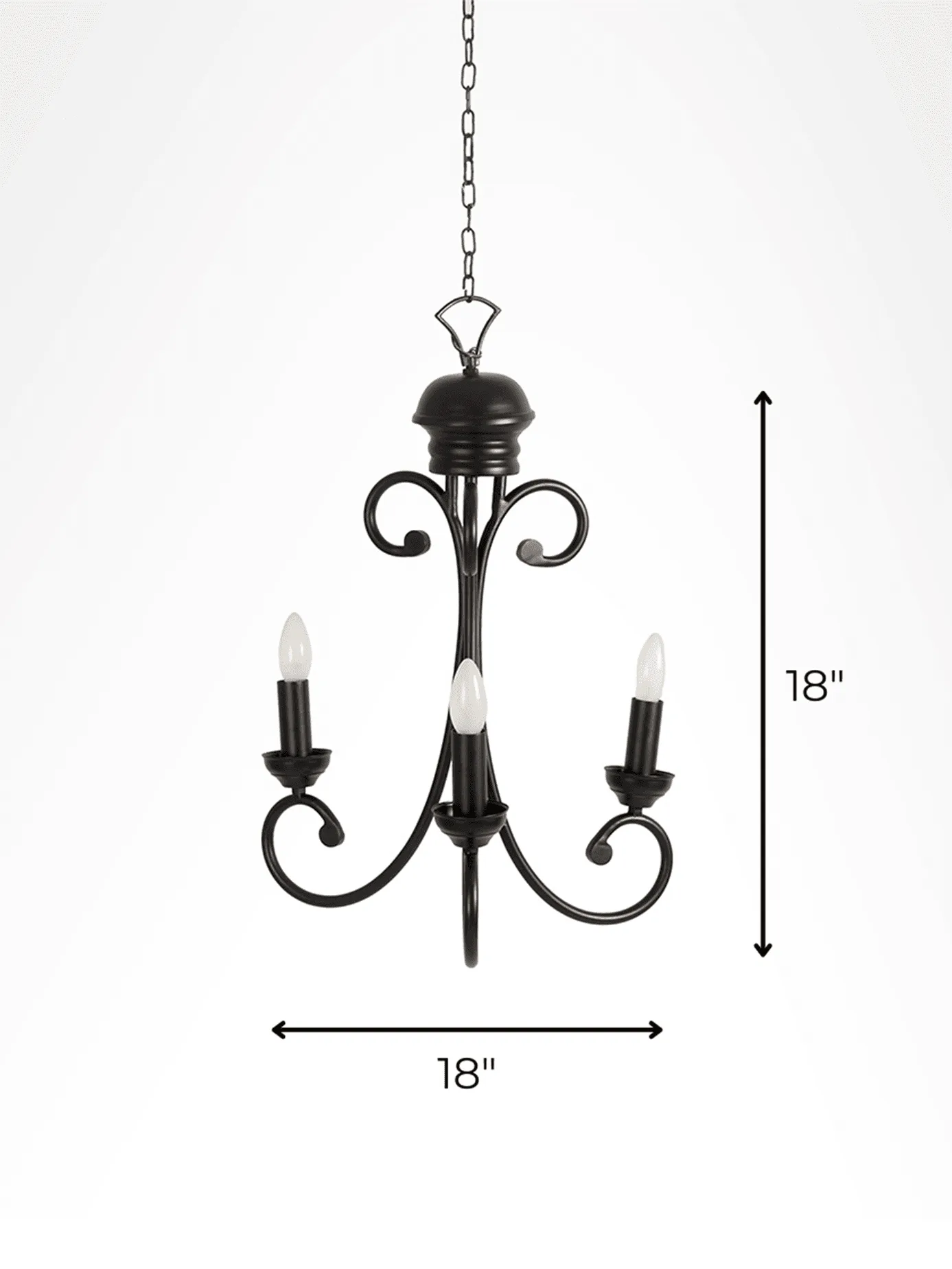Black Candle Pendant Light – 18-Inch Steel Frame, Traditional Style 4 Black candle pendant light dimensions, 18 inch frame