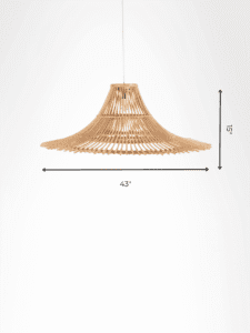 Bamboo pendant light dimensions diagram showing 43 inch width