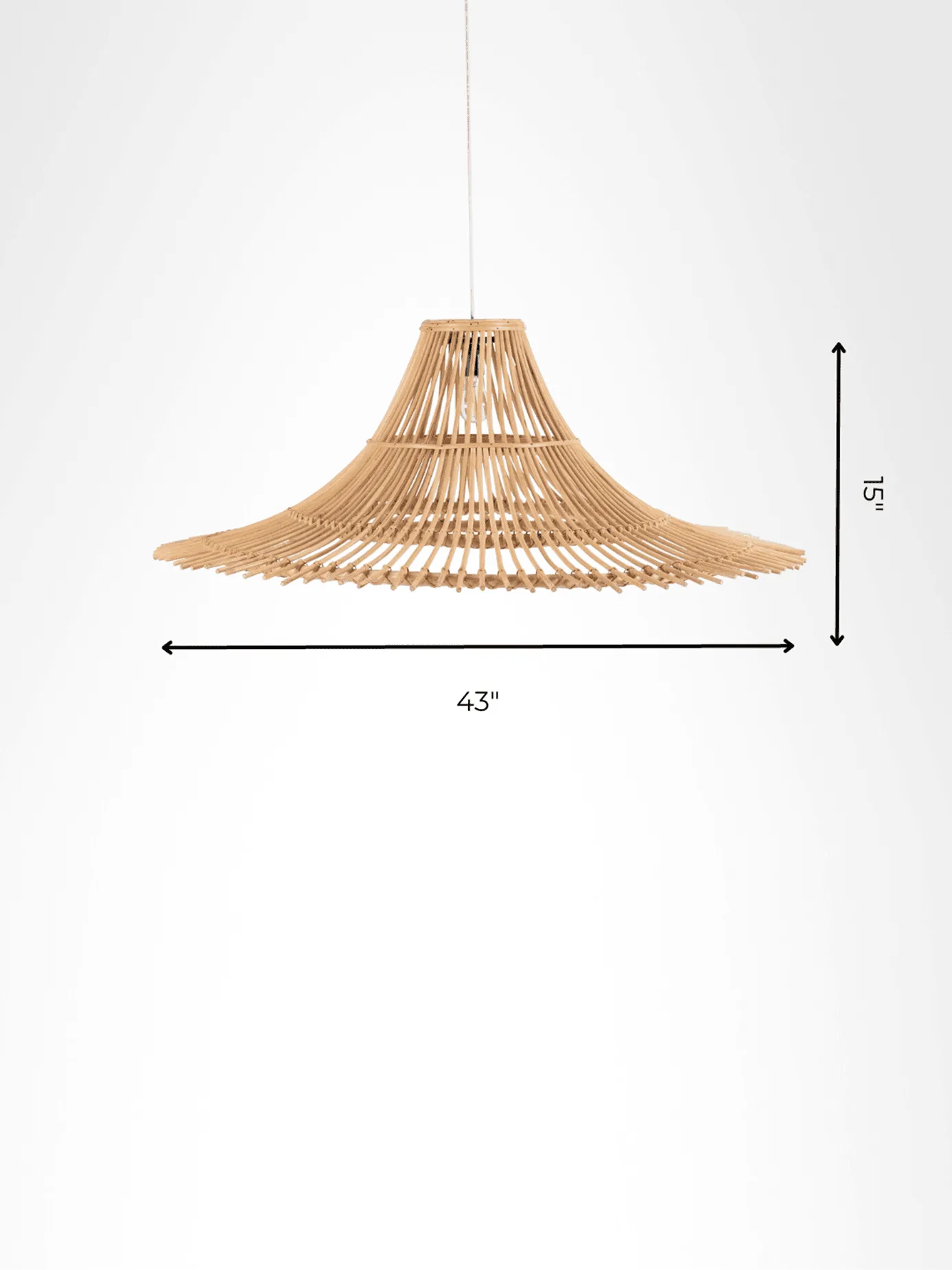 Bamboo Pendant Light – Woven Shade, 43-Inch Black-Finish Fixture 4 Bamboo pendant light dimensions diagram showing 43 inch width