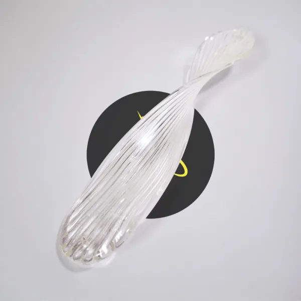 Clear borosilicate glass infinity leaf decorative lighting component, top view