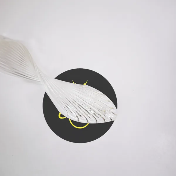Clear infinity glass leaf chandelier part, profile view
