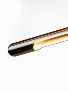 Linear LED chandelier with adjustable hanging height for dining table