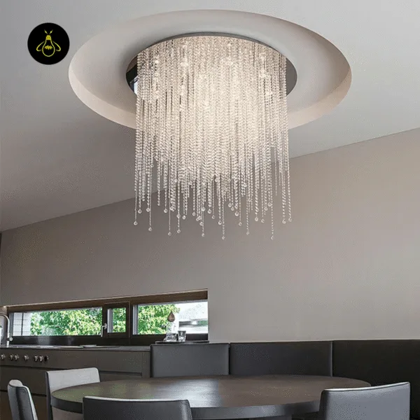 Stainless steel frame of the surface-mounted crystal chandelier