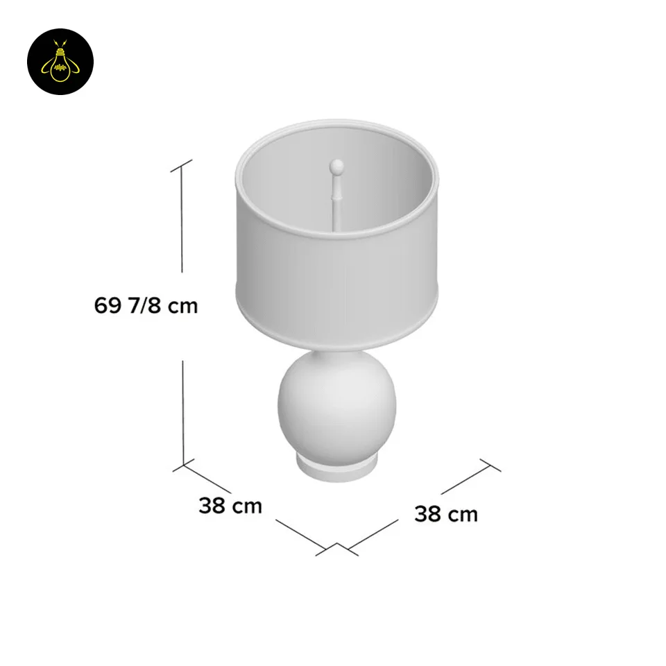 Blue and White Table Lamp – Royal-Blue Glazed Ceramic Gourd Base, 70 cm 9 Blue ceramic table lamp dimension drawing showing 70 cm height and 38 cm shade