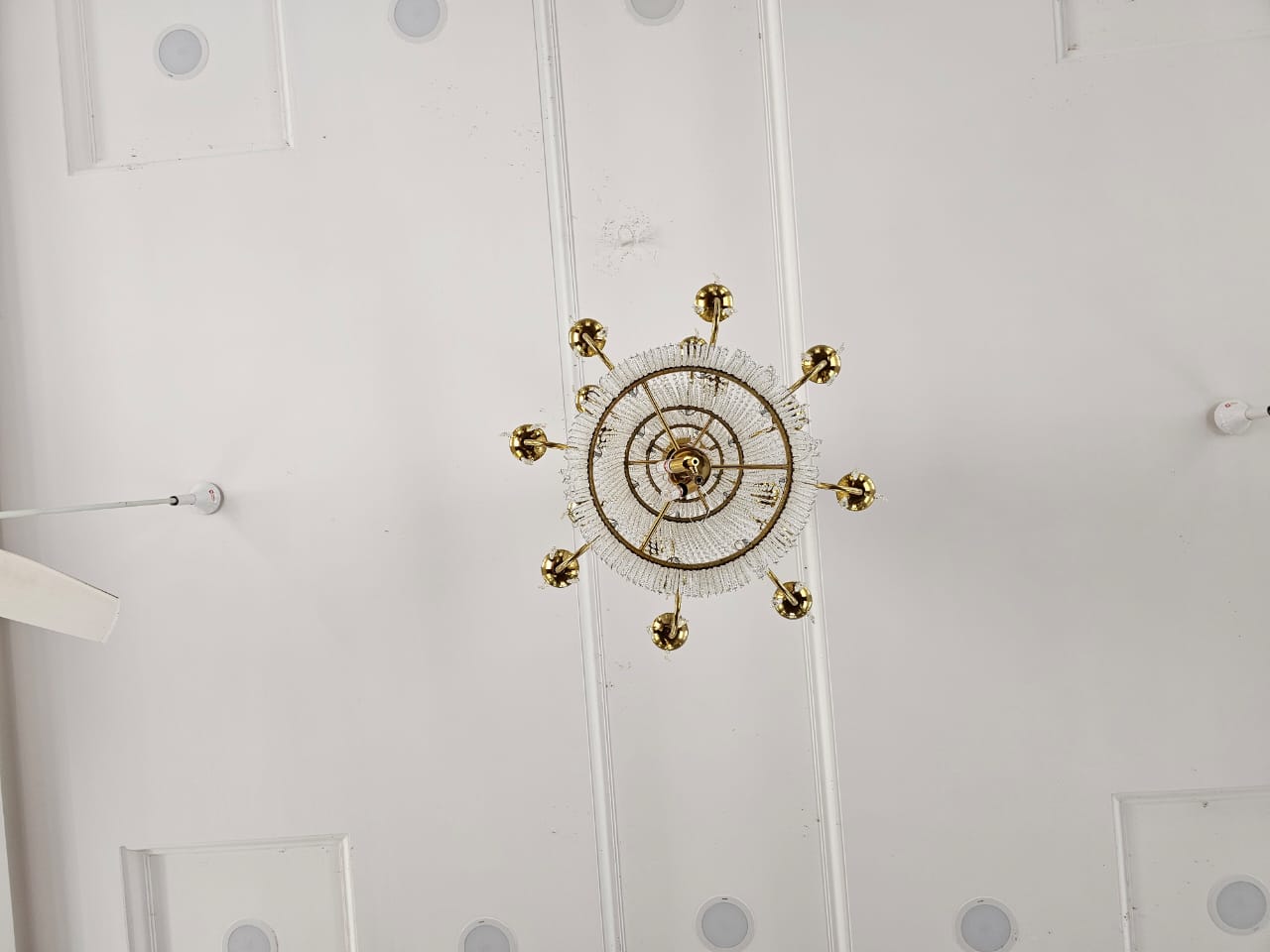 Multiple Maharaja chandeliers installed inside the sacred interior