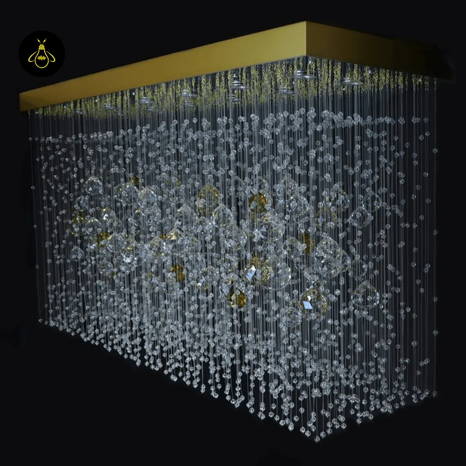 Crystal Ball Chandelier – Gold or Black, Stainless Steel Mirror 11 Crystal ball chandelier illuminated in a dining room – Jagmag Lights
