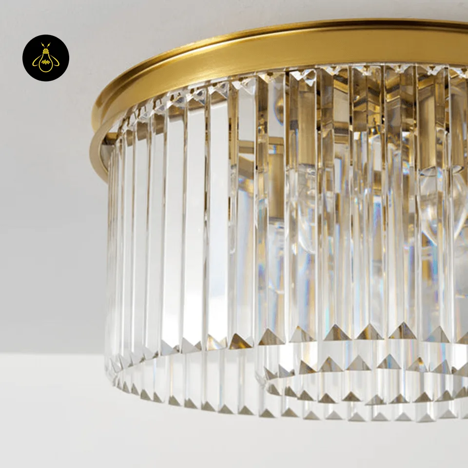 Rectangular Crystal Chandelier – Satin Gold 2-Tier Eternal Shine 23 Rectangular crystal chandelier in a living room with warm light