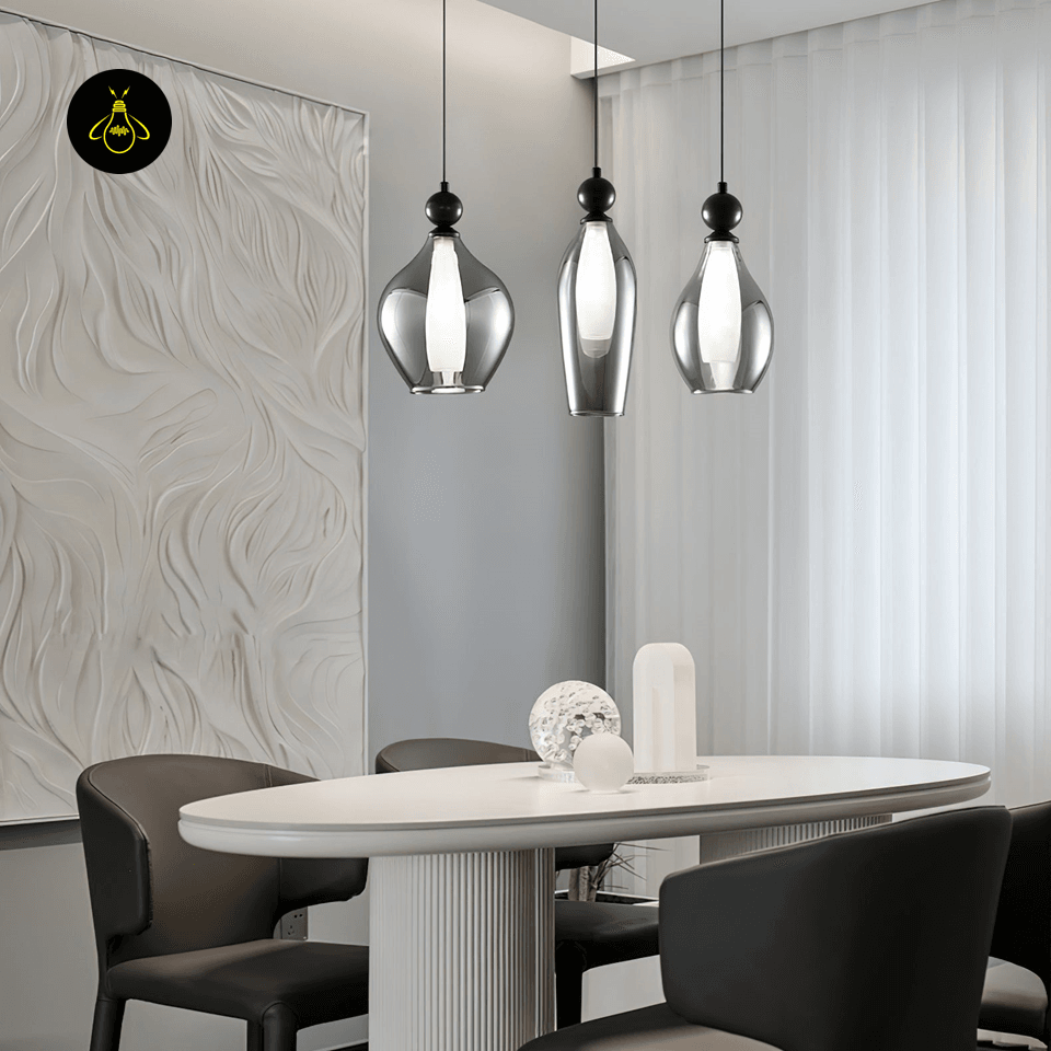 Jagmag Lights Vista Glass Hanging Light | Teardrop Pendant Lamp | Modern Smoked Glass | LED | India - Fancy and Decorative lights - Brand name jagmag lights