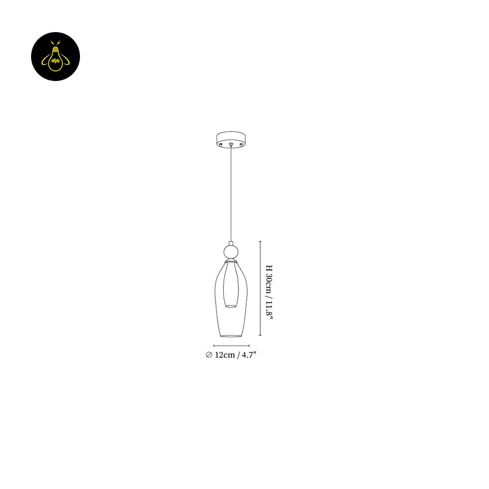 Smoked glass pendant light size guide for the tall teardrop shade