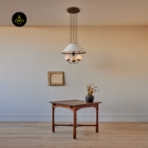Antique brass milk glass chandelier with three opal globes