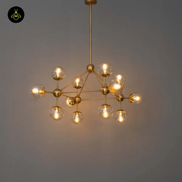Glass sphere pendant light with adjustable suspension height