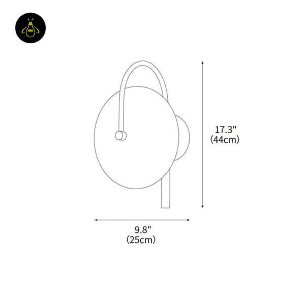 Plug in wall lamp dimensions drawing: 44 cm high with a 25 cm alabaster disc