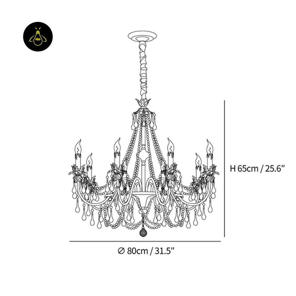 Amber Crystal Chandelier – Gold 80 cm Candelabra Centrepiece 4 Amber Crystal Chandelier – Gold 80 cm Candelabra Centrepiece dimension diagram