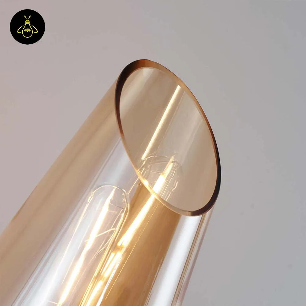 Black Amber Glass Floor Lamp – Modern Teardrop Shade | Ambrosia 4 Black amber glass floor lamp in a hotel-style seating area