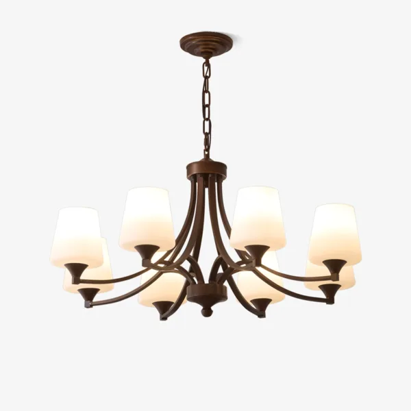 Ardena classic bronze glass chandelier with opal borosilicate glass shades