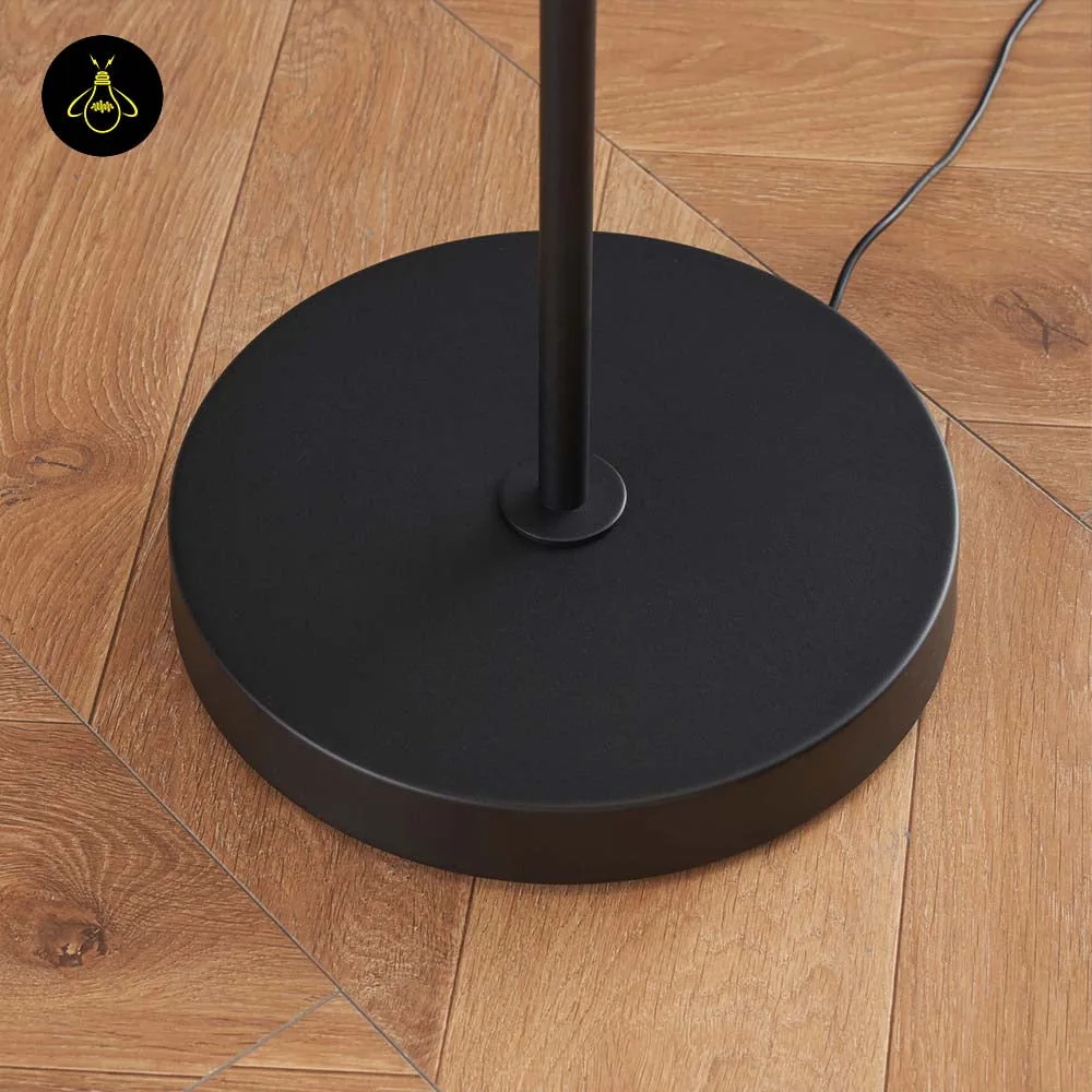 Black LED Floor Lamp – Kalena 182 cm Adjustable Head, 30W Warm White 7 Black LED floor lamp with adjustable head adding warm light in a bedroom