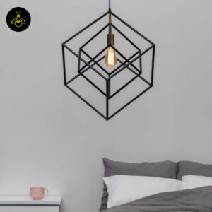Stainless Steel Metal Pendant Light – Black Cage Design | Metal Pendant Light for Living Room, Dining Room | Jagmag Lights