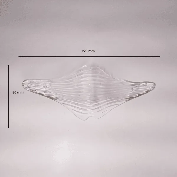 Borosilicate glass bird-wing chandelier component with dimension labels: 220 mm × 80 mm – Jagmag Lights