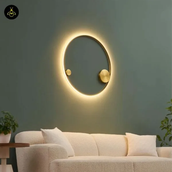 Brushed brass LED ceiling ring light in a bedroom – Jagmag Lights