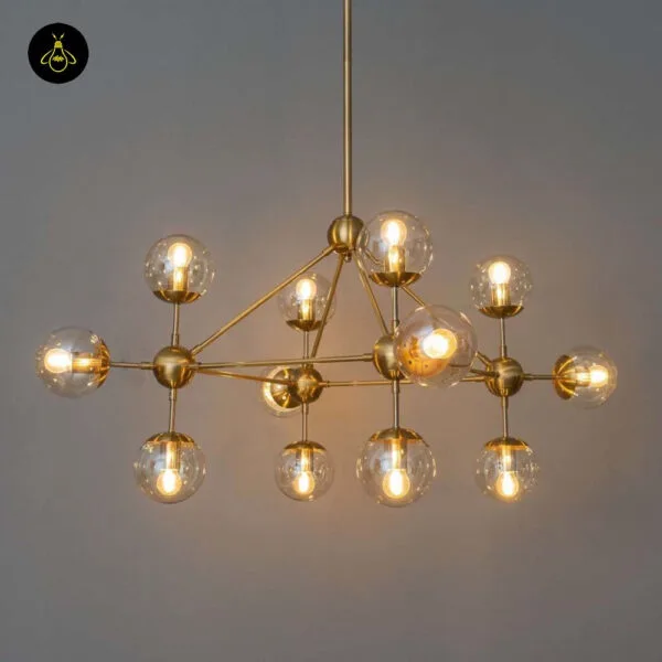 Carolyn 12-globe brass glass sphere pendant light