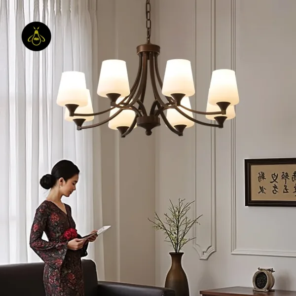 Ardena bronze-finish glass chandelier