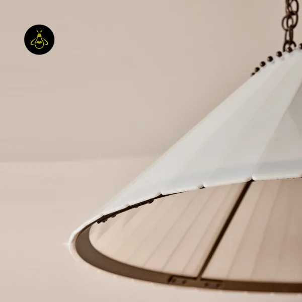 Opal borosilicate glass chandelier in a living room setting
