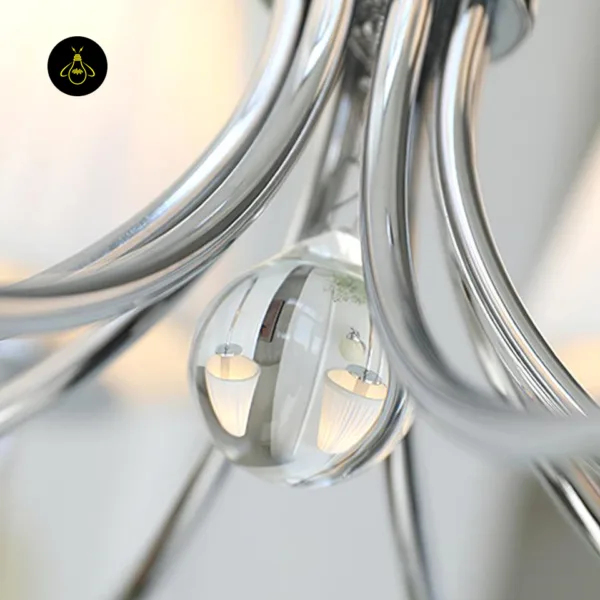 Chrome chandelier with white fabric shades – Jagmag Lights