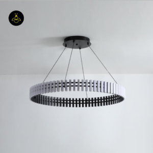 Circular black-finish PMMA ring chandelier