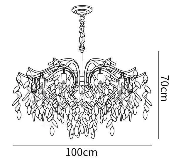 Crystal Beaded Chandelier – Stainless Steel Frame 4 Crystal Beaded Chandelier – Stainless Steel Frame dimension diagram