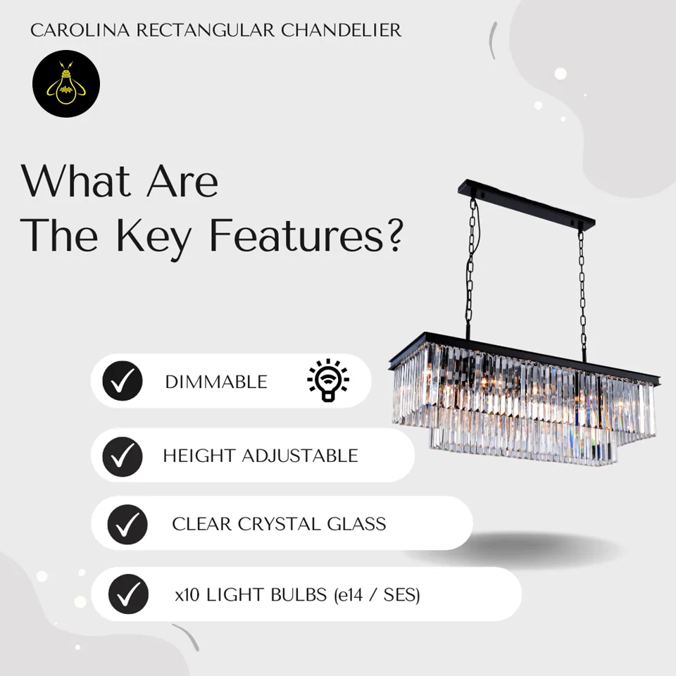 Rectangular Crystal Chandelier – Satin Gold 2-Tier Eternal Shine 8 Detail of the satin gold frame and crystal prisms on the Eternal Shine chandelier