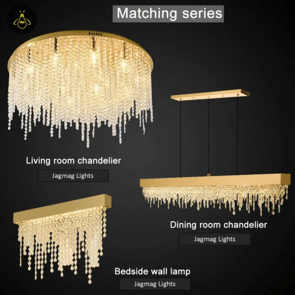 Detail of the high-density crystal strands on the Westminster crystal chandelier