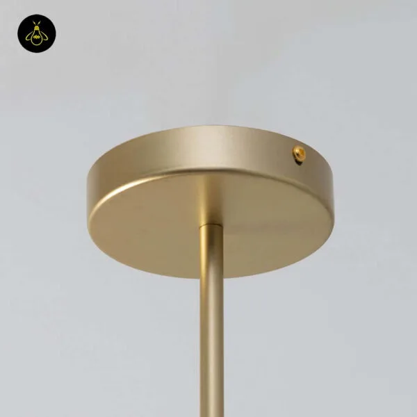 Round gold ceiling canopy of the modern chandelier for living and dining rooms