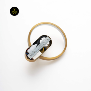 Energy-efficient LED circle wall light in gold finish