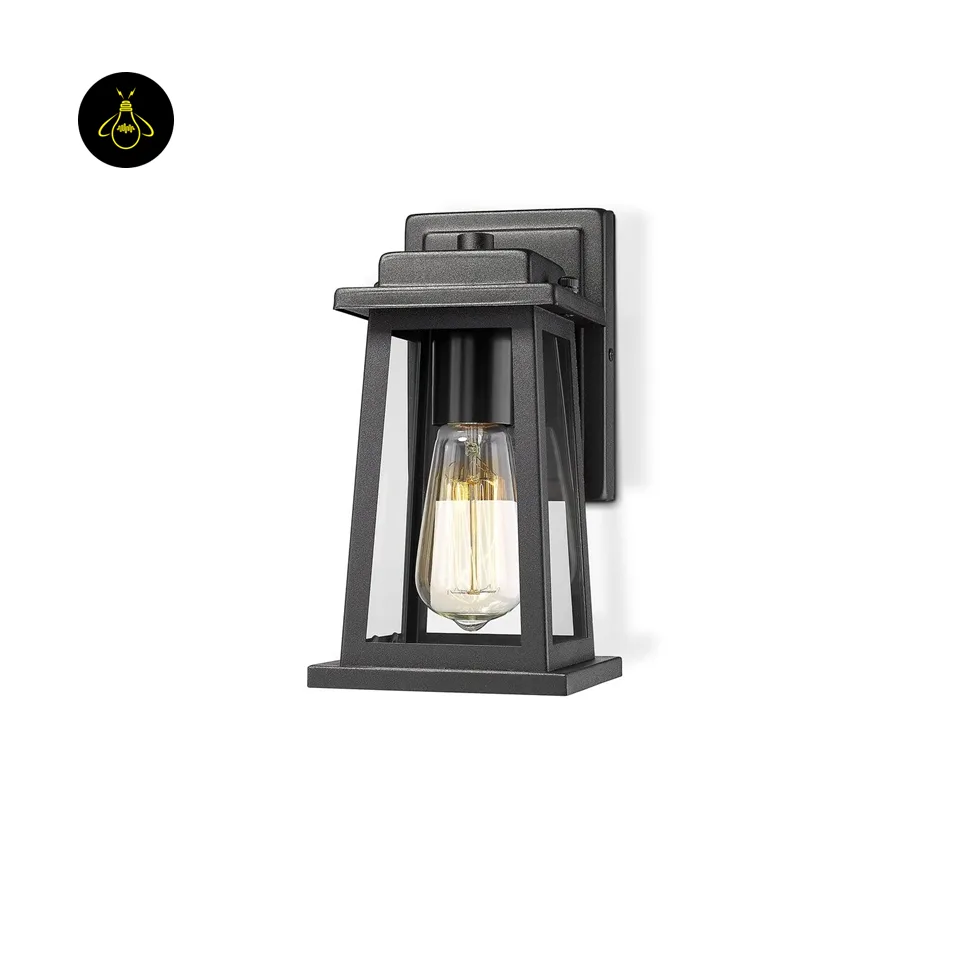 Outdoor Wall Lantern – 28 cm Black Metal & Clear Glass | Jagmag Lights 3 IP44-rated outdoor wall lantern with black frame and glass for exterior walls – Jagmag Lights